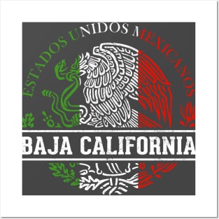 Baja California Mexican Flag Bandera Mexicana Posters and Art